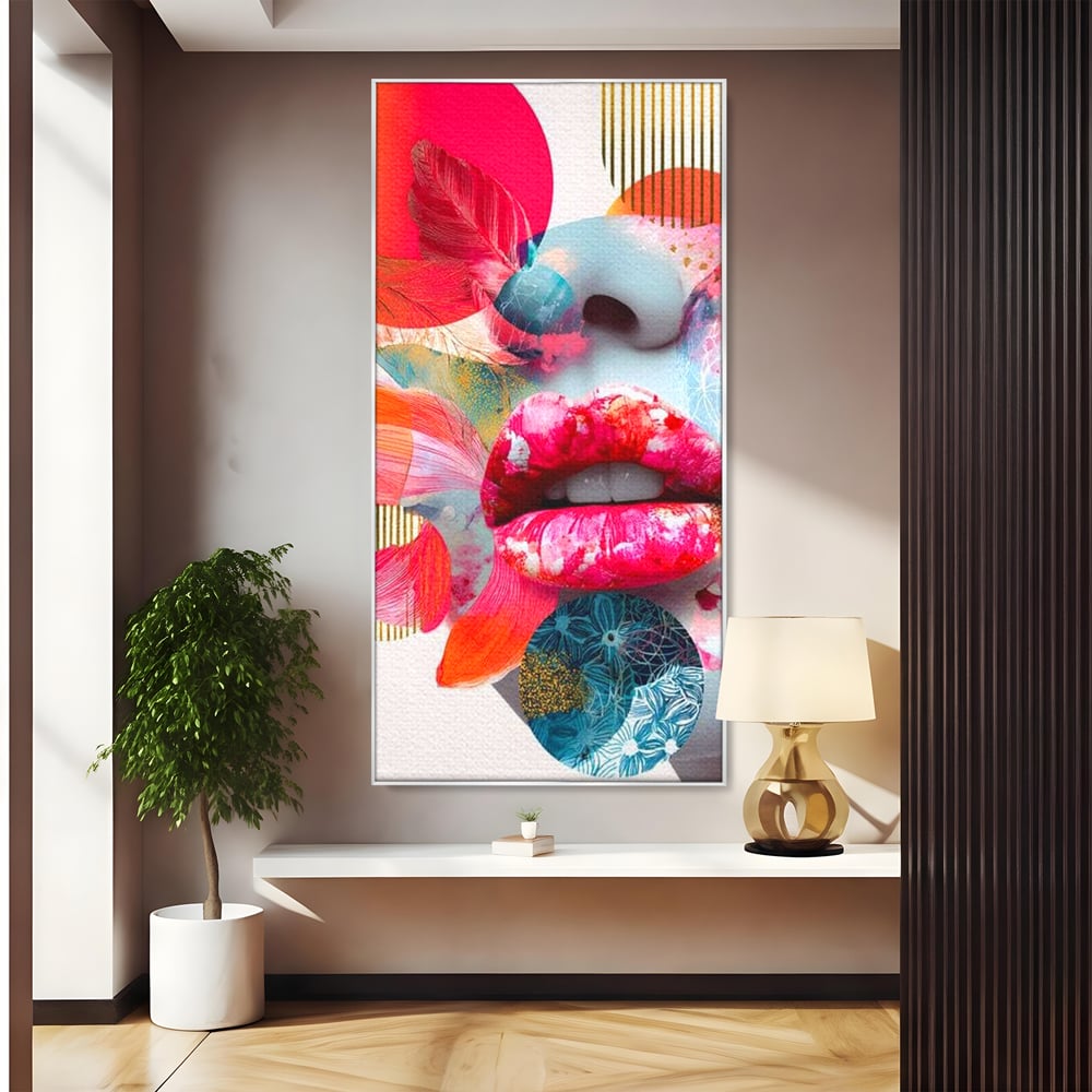 Tablou Canvas Premium, LuxCanva® G1233, Euforia Buzelor,  Pop Art, Senzual, Floral, Abstract, Expresivitate, Culoare, Dorinta, Acvatic, Vis, Fluture, Seductie, Sarut, Neon, Salon, Living, Dormitor
