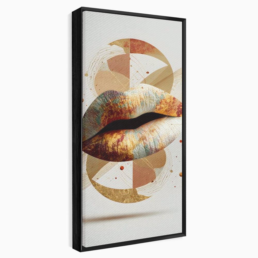 Tablou Canvas Premium, LuxCanva® G1234, Sarutul Universului, Auriu, Vibratie, Tacere, Univers, Geometric, Modern, Futurist, Design, Estetic, Spatial, Colaj, Energie, Feminism, Salon, Living, Dormitor