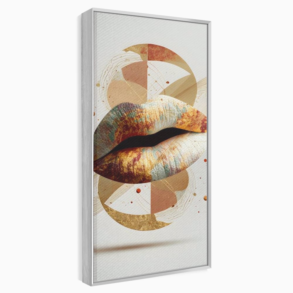 Tablou Canvas Premium, LuxCanva® G1234, Sarutul Universului, Auriu, Vibratie, Tacere, Univers, Geometric, Modern, Futurist, Design, Estetic, Spatial, Colaj, Energie, Feminism, Salon, Living, Dormitor