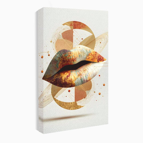 Tablou Canvas Premium, LuxCanva® G1234, Sarutul Universului, Auriu, Vibratie, Tacere, Univers, Geometric, Modern, Futurist, Design, Estetic, Spatial, Colaj, Energie, Feminism, Salon, Living, Dormitor