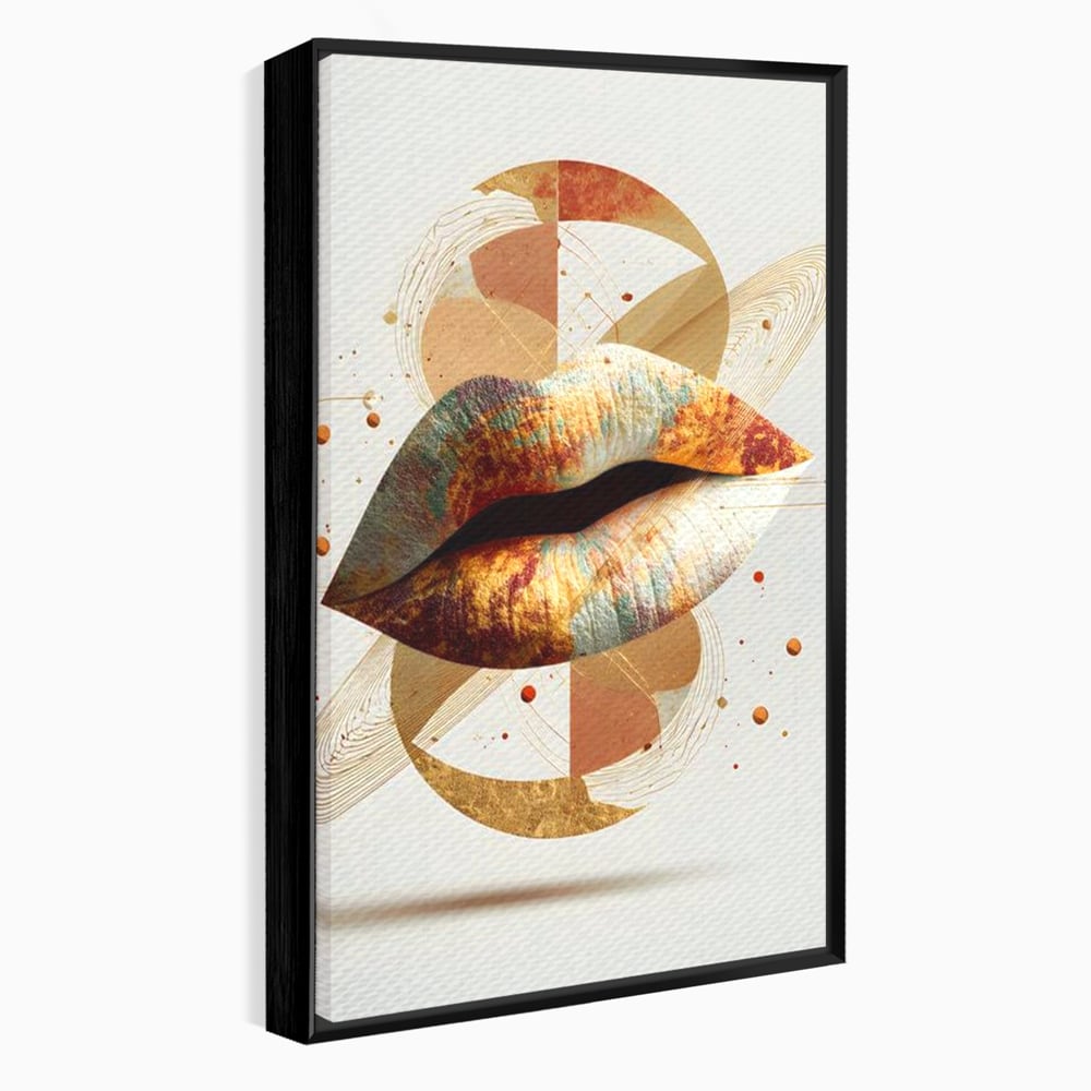 Tablou Canvas Premium, LuxCanva® G1234, Sarutul Universului, Auriu, Vibratie, Tacere, Univers, Geometric, Modern, Futurist, Design, Estetic, Spatial, Colaj, Energie, Feminism, Salon, Living, Dormitor