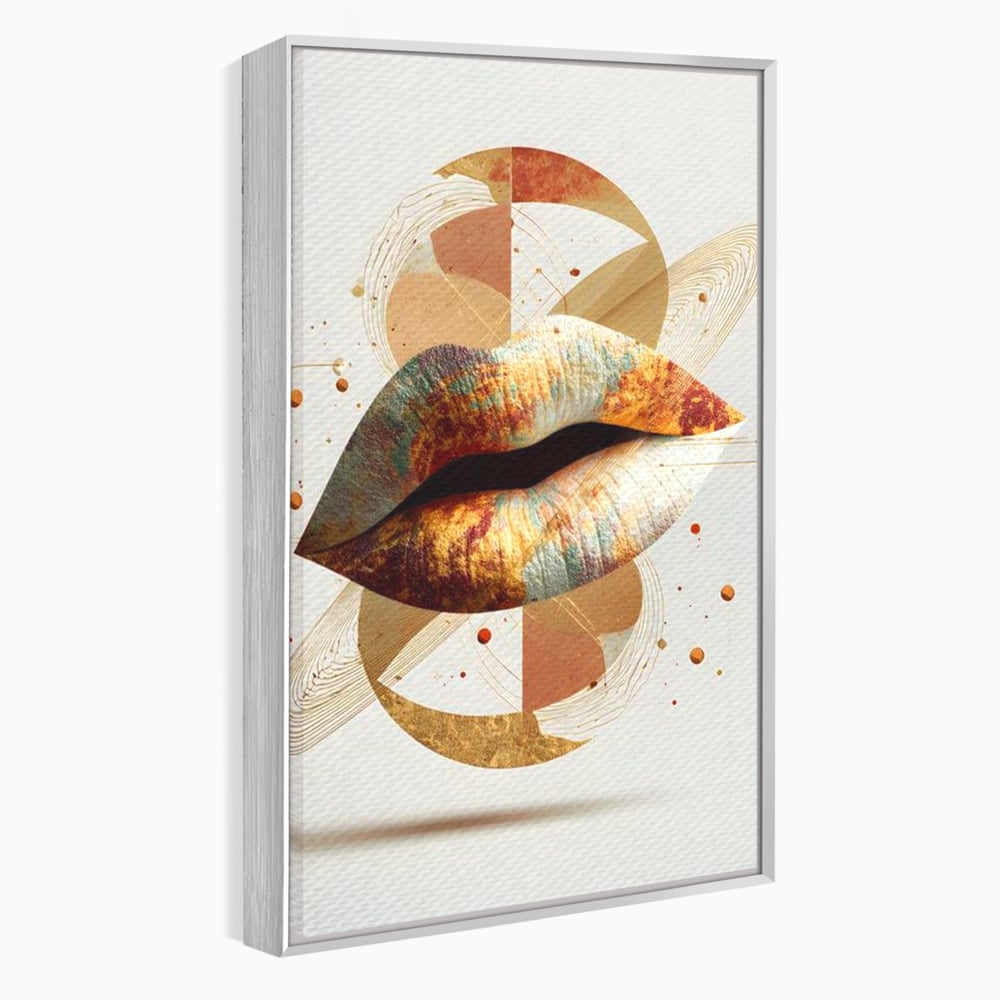 Tablou Canvas Premium, LuxCanva® G1234, Sarutul Universului, Auriu, Vibratie, Tacere, Univers, Geometric, Modern, Futurist, Design, Estetic, Spatial, Colaj, Energie, Feminism, Salon, Living, Dormitor
