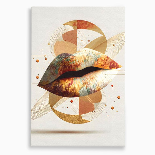 Tablou Canvas Premium, LuxCanva® G1234, Sarutul Universului, Auriu, Vibratie, Tacere, Univers, Geometric, Modern, Futurist, Design, Estetic, Spatial, Colaj, Energie, Feminism, Salon, Living, Dormitor