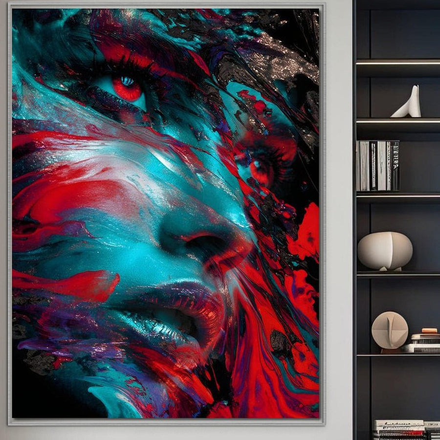 Adaugă rafinament oricărui spațiu cu tabloul canvas premium LuxCanva® G1235 "Foc si Valuri - Chip Abstract", print de calitate superioară, perfect pentru salon, living sau dormitor. Descoperă colecția LuxCanva® acum!.
