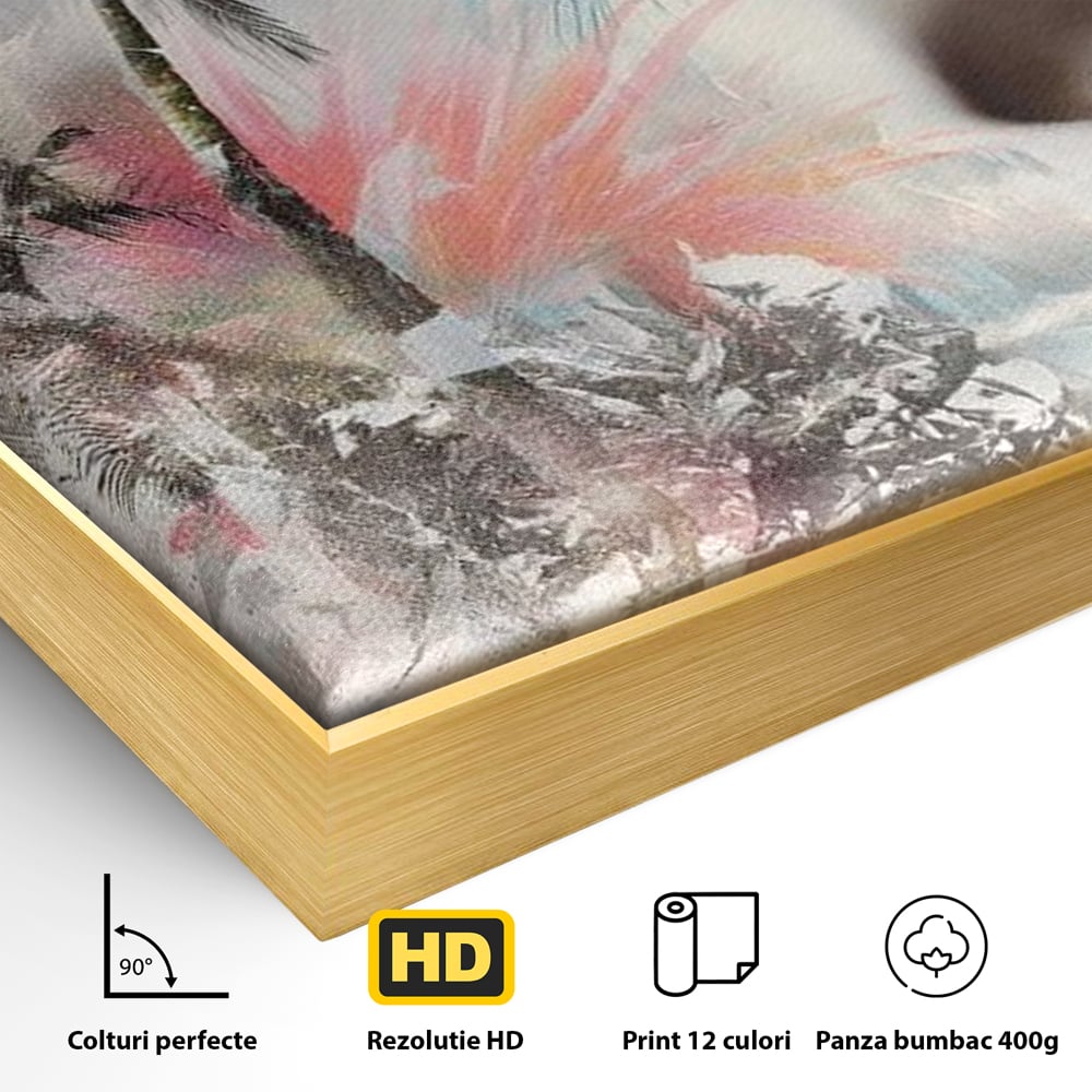 Tablou Canvas Premium, LuxCanva® G1236, Suflet Tropical,  Vis, Palmier, Natura, Paradis, Femeie, Soapta, Vant, Lumina, Verde, Jungla, Culori, Pastel, Frumusete, Poezie, Oniric, Salon, Living, Dormitor