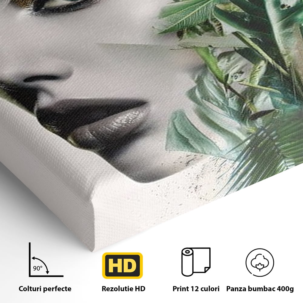 Tablou Canvas Premium, LuxCanva® G1237, Respiratia Padurii, Verde, Interior, Natura, Privire, Tacere, Botanic, Frunze, Muza, Tropice, Eteric, Organic, Luxuriant, Vegetal, Ecologic, Salon, Living, Dormitor