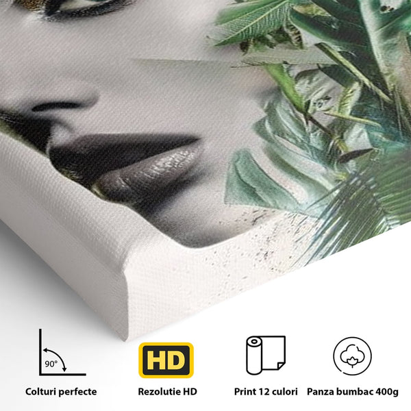 Tablou Canvas Premium, LuxCanva® G1237, Respiratia Padurii, Verde, Interior, Natura, Privire, Tacere, Botanic, Frunze, Muza, Tropice, Eteric, Organic, Luxuriant, Vegetal, Ecologic, Salon, Living, Dormitor