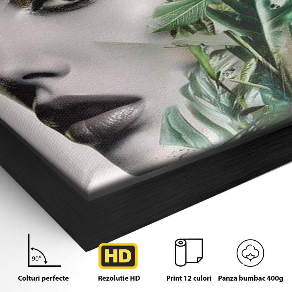 Tablou Canvas Premium, LuxCanva® G1237, Respiratia Padurii, Verde, Interior, Natura, Privire, Tacere, Botanic, Frunze, Muza, Tropice, Eteric, Organic, Luxuriant, Vegetal, Ecologic, Salon, Living, Dormitor