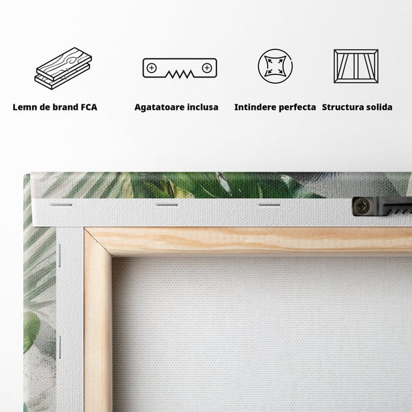 Tablou Canvas Premium, LuxCanva® G1237, Respiratia Padurii, Verde, Interior, Natura, Privire, Tacere, Botanic, Frunze, Muza, Tropice, Eteric, Organic, Luxuriant, Vegetal, Ecologic, Salon, Living, Dormitor