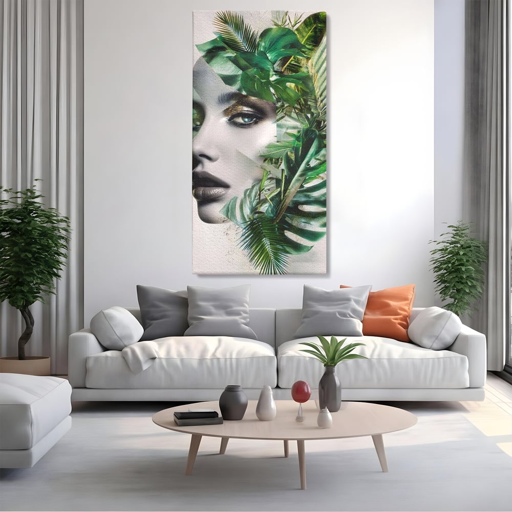 Tablou Canvas Premium, LuxCanva® G1237, Respiratia Padurii, Verde, Interior, Natura, Privire, Tacere, Botanic, Frunze, Muza, Tropice, Eteric, Organic, Luxuriant, Vegetal, Ecologic, Salon, Living, Dormitor