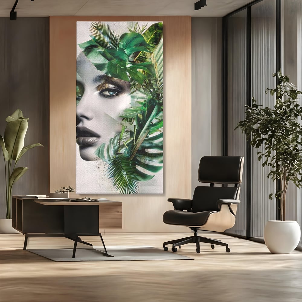 Tablou Canvas Premium, LuxCanva® G1237, Respiratia Padurii, Verde, Interior, Natura, Privire, Tacere, Botanic, Frunze, Muza, Tropice, Eteric, Organic, Luxuriant, Vegetal, Ecologic, Salon, Living, Dormitor