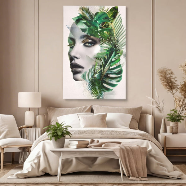 Tablou Canvas Premium, LuxCanva® G1237, Respiratia Padurii, Verde, Interior, Natura, Privire, Tacere, Botanic, Frunze, Muza, Tropice, Eteric, Organic, Luxuriant, Vegetal, Ecologic, Salon, Living, Dormitor
