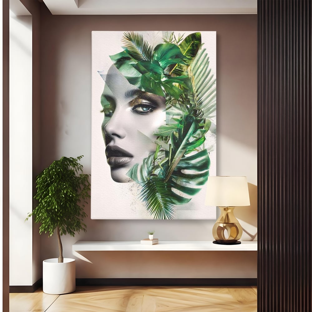 Tablou Canvas Premium, LuxCanva® G1237, Respiratia Padurii, Verde, Interior, Natura, Privire, Tacere, Botanic, Frunze, Muza, Tropice, Eteric, Organic, Luxuriant, Vegetal, Ecologic, Salon, Living, Dormitor