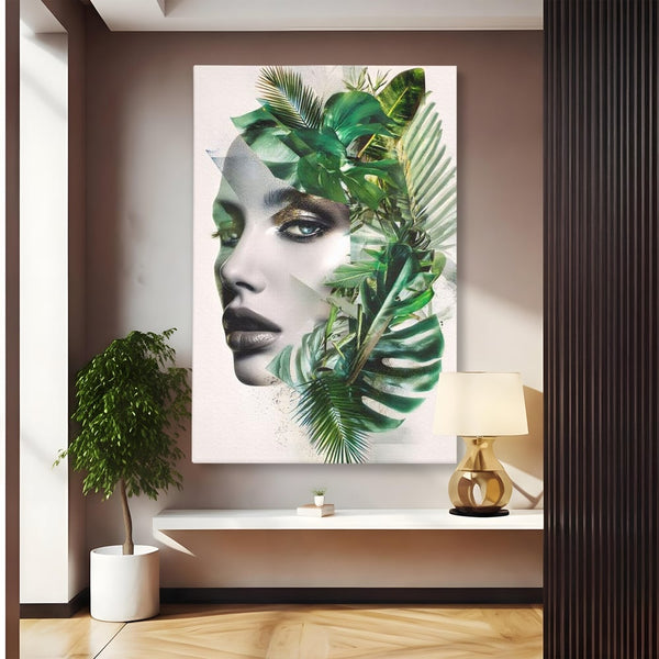 Tablou Canvas Premium, LuxCanva® G1237, Respiratia Padurii, Verde, Interior, Natura, Privire, Tacere, Botanic, Frunze, Muza, Tropice, Eteric, Organic, Luxuriant, Vegetal, Ecologic, Salon, Living, Dormitor
