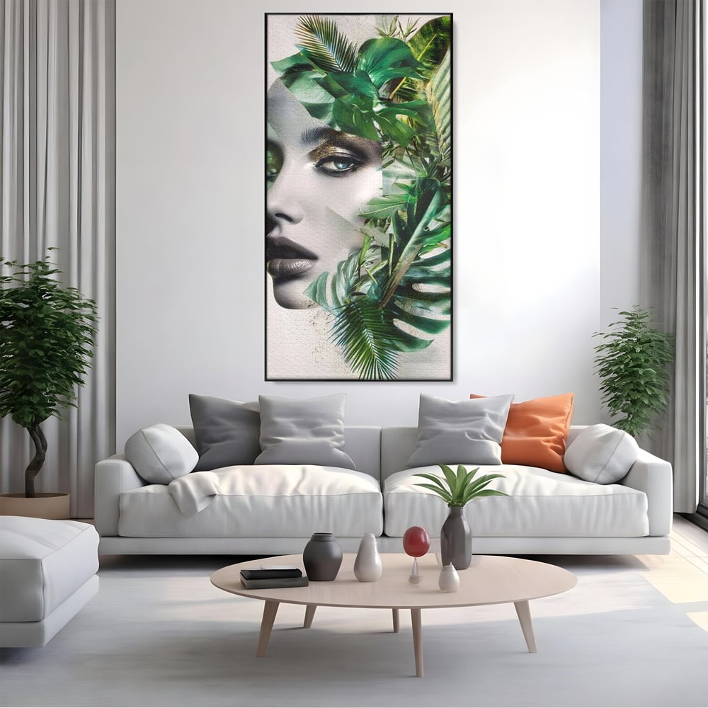 Tablou Canvas Premium, LuxCanva® G1237, Respiratia Padurii, Verde, Interior, Natura, Privire, Tacere, Botanic, Frunze, Muza, Tropice, Eteric, Organic, Luxuriant, Vegetal, Ecologic, Salon, Living, Dormitor