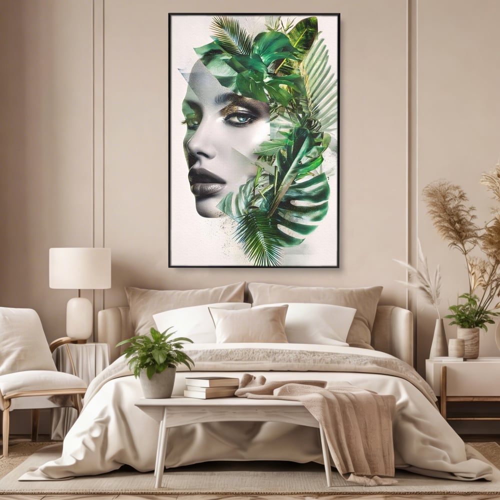 Tablou Canvas Premium, LuxCanva® G1237, Respiratia Padurii, Verde, Interior, Natura, Privire, Tacere, Botanic, Frunze, Muza, Tropice, Eteric, Organic, Luxuriant, Vegetal, Ecologic, Salon, Living, Dormitor