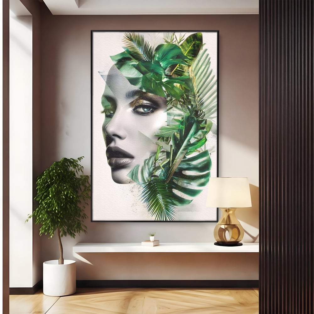 Tablou Canvas Premium, LuxCanva® G1237, Respiratia Padurii, Verde, Interior, Natura, Privire, Tacere, Botanic, Frunze, Muza, Tropice, Eteric, Organic, Luxuriant, Vegetal, Ecologic, Salon, Living, Dormitor
