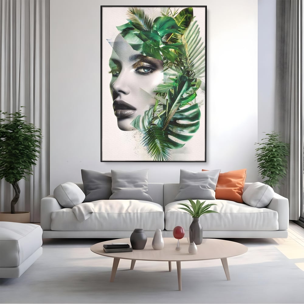 Tablou Canvas Premium, LuxCanva® G1237, Respiratia Padurii, Verde, Interior, Natura, Privire, Tacere, Botanic, Frunze, Muza, Tropice, Eteric, Organic, Luxuriant, Vegetal, Ecologic, Salon, Living, Dormitor