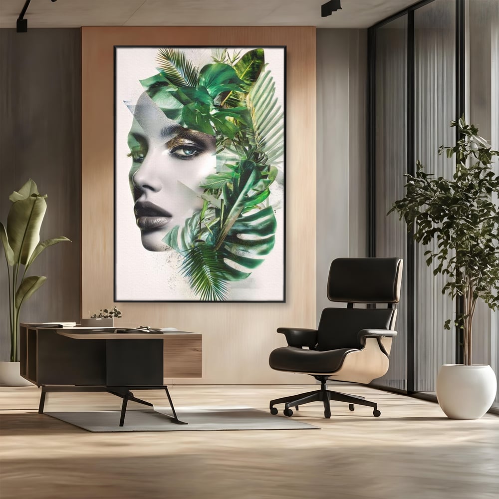 Tablou Canvas Premium, LuxCanva® G1237, Respiratia Padurii, Verde, Interior, Natura, Privire, Tacere, Botanic, Frunze, Muza, Tropice, Eteric, Organic, Luxuriant, Vegetal, Ecologic, Salon, Living, Dormitor
