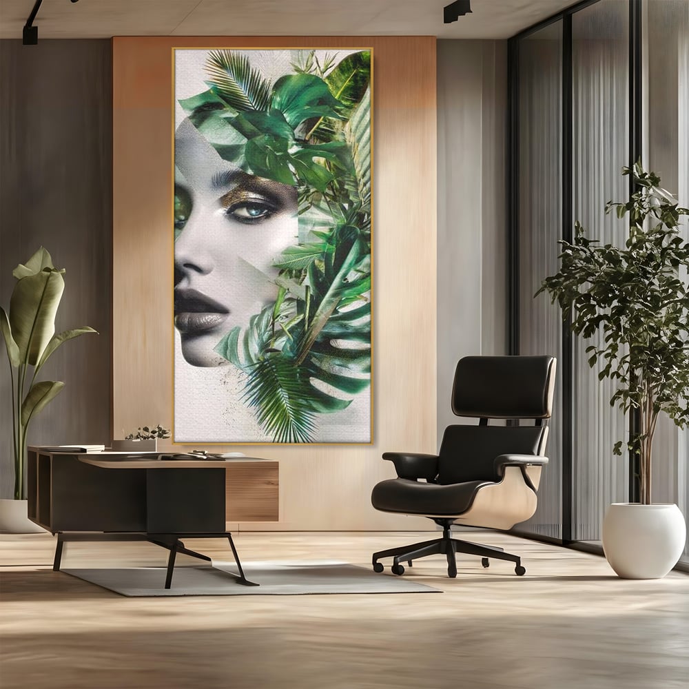 Tablou Canvas Premium, LuxCanva® G1237, Respiratia Padurii, Verde, Interior, Natura, Privire, Tacere, Botanic, Frunze, Muza, Tropice, Eteric, Organic, Luxuriant, Vegetal, Ecologic, Salon, Living, Dormitor