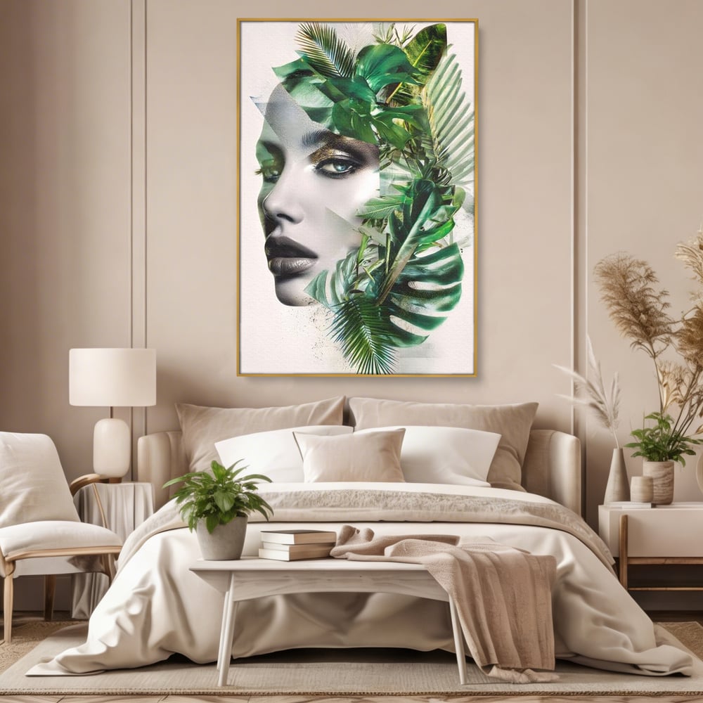 Tablou Canvas Premium, LuxCanva® G1237, Respiratia Padurii, Verde, Interior, Natura, Privire, Tacere, Botanic, Frunze, Muza, Tropice, Eteric, Organic, Luxuriant, Vegetal, Ecologic, Salon, Living, Dormitor