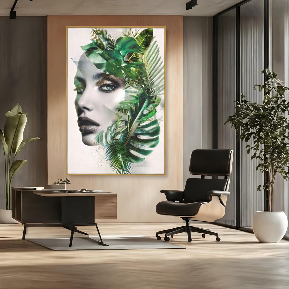 Tablou Canvas Premium, LuxCanva® G1237, Respiratia Padurii, Verde, Interior, Natura, Privire, Tacere, Botanic, Frunze, Muza, Tropice, Eteric, Organic, Luxuriant, Vegetal, Ecologic, Salon, Living, Dormitor
