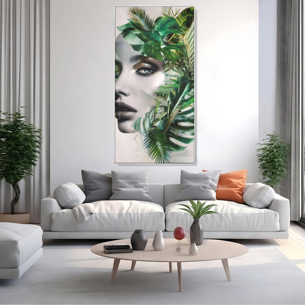 Tablou Canvas Premium, LuxCanva® G1237, Respiratia Padurii, Verde, Interior, Natura, Privire, Tacere, Botanic, Frunze, Muza, Tropice, Eteric, Organic, Luxuriant, Vegetal, Ecologic, Salon, Living, Dormitor