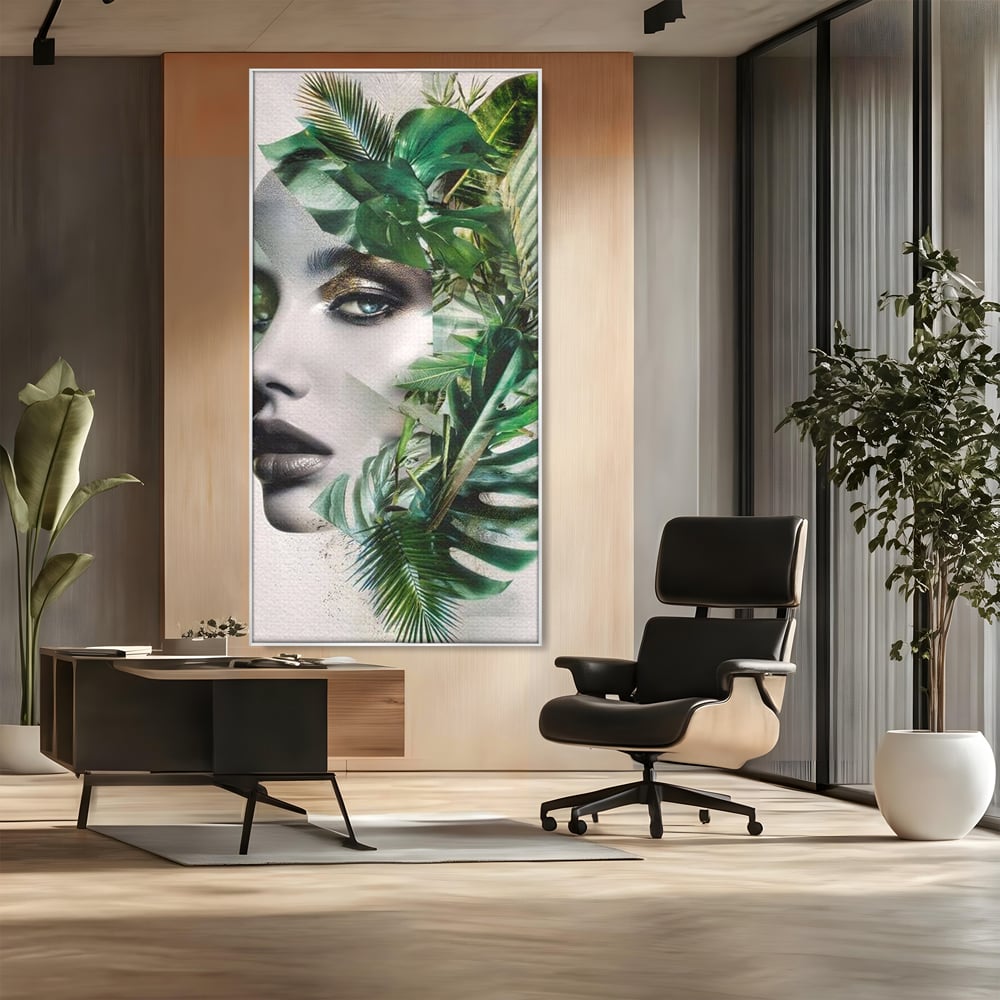 Tablou Canvas Premium, LuxCanva® G1237, Respiratia Padurii, Verde, Interior, Natura, Privire, Tacere, Botanic, Frunze, Muza, Tropice, Eteric, Organic, Luxuriant, Vegetal, Ecologic, Salon, Living, Dormitor