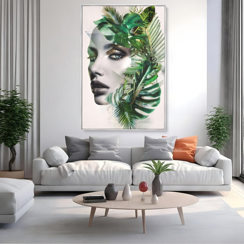 Tablou Canvas Premium, LuxCanva® G1237, Respiratia Padurii, Verde, Interior, Natura, Privire, Tacere, Botanic, Frunze, Muza, Tropice, Eteric, Organic, Luxuriant, Vegetal, Ecologic, Salon, Living, Dormitor