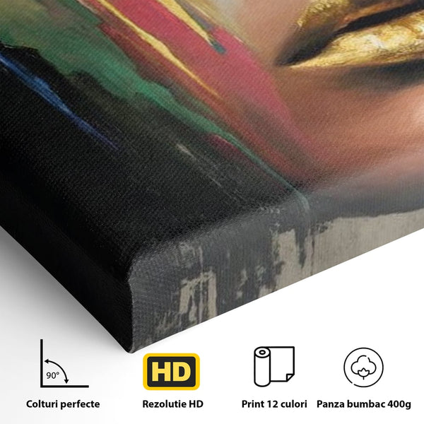 Tablou Canvas Premium, LuxCanva® G1239, Lumina din Tine, Vis, Aur, Chip, Reflexie, Suspin, Lumina, Lacrimi, Stralucire, Metamorfoza, Dualitate, Femeie, Timp, Fragilitate, Salon, Living, Dormitor