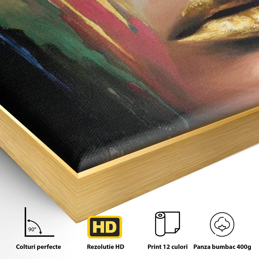 Tablou Canvas Premium, LuxCanva® G1239, Lumina din Tine, Vis, Aur, Chip, Reflexie, Suspin, Lumina, Lacrimi, Stralucire, Metamorfoza, Dualitate, Femeie, Timp, Fragilitate, Salon, Living, Dormitor