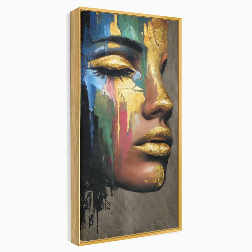 Tablou Canvas Premium, LuxCanva® G1239, Lumina din Tine, Vis, Aur, Chip, Reflexie, Suspin, Lumina, Lacrimi, Stralucire, Metamorfoza, Dualitate, Femeie, Timp, Fragilitate, Salon, Living, Dormitor