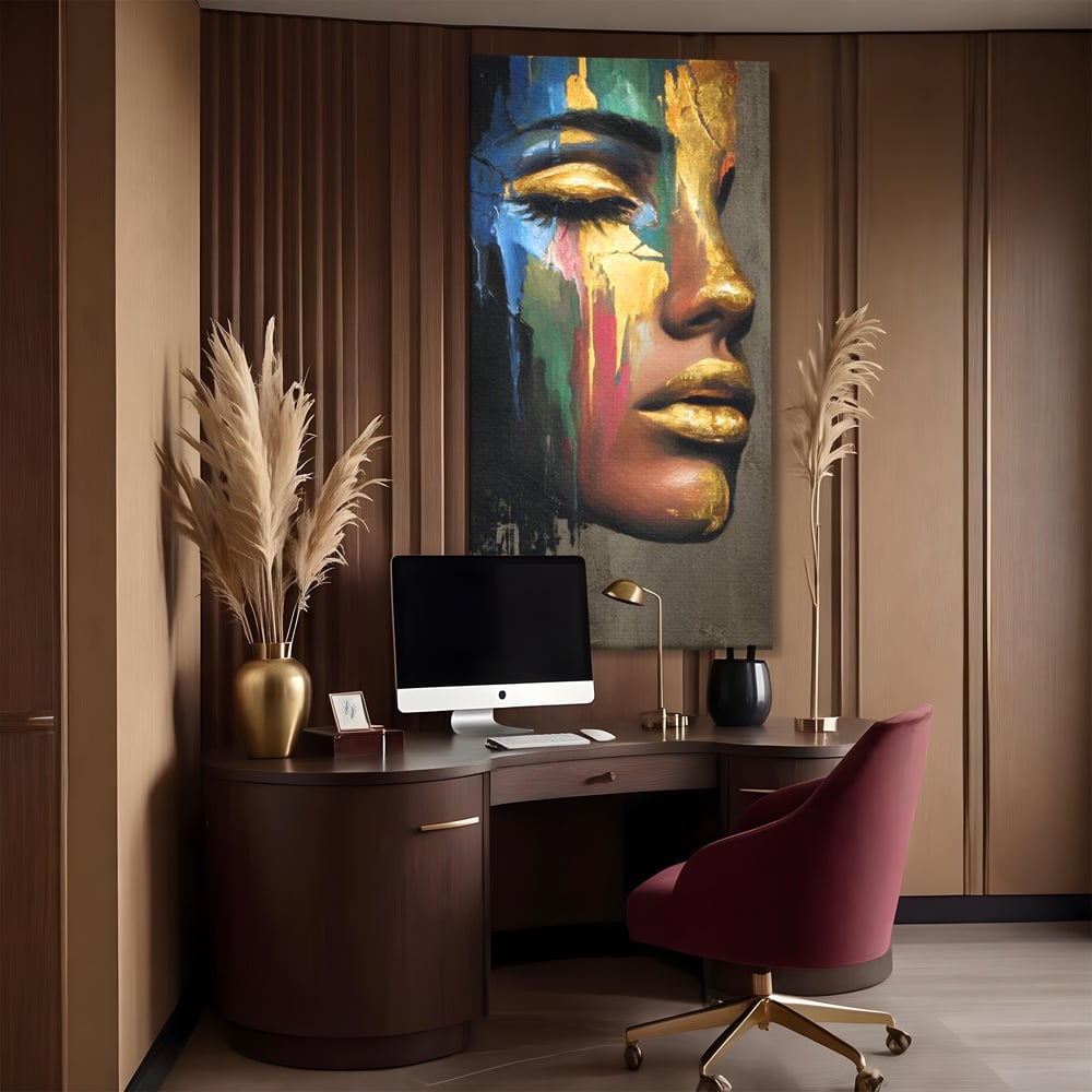 Tablou Canvas Premium, LuxCanva® G1239, Lumina din Tine, Vis, Aur, Chip, Reflexie, Suspin, Lumina, Lacrimi, Stralucire, Metamorfoza, Dualitate, Femeie, Timp, Fragilitate, Salon, Living, Dormitor