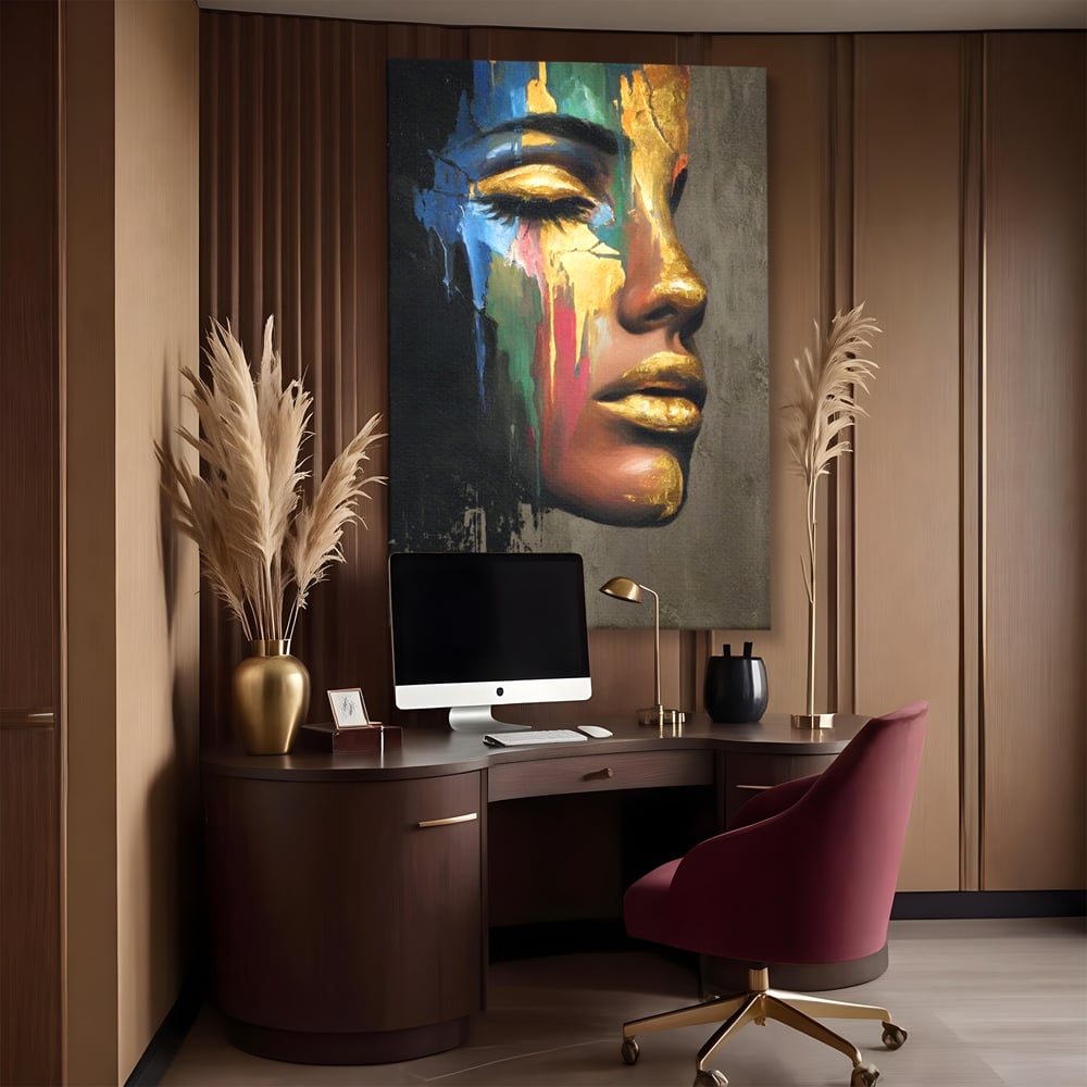 Tablou Canvas Premium, LuxCanva® G1239, Lumina din Tine, Vis, Aur, Chip, Reflexie, Suspin, Lumina, Lacrimi, Stralucire, Metamorfoza, Dualitate, Femeie, Timp, Fragilitate, Salon, Living, Dormitor