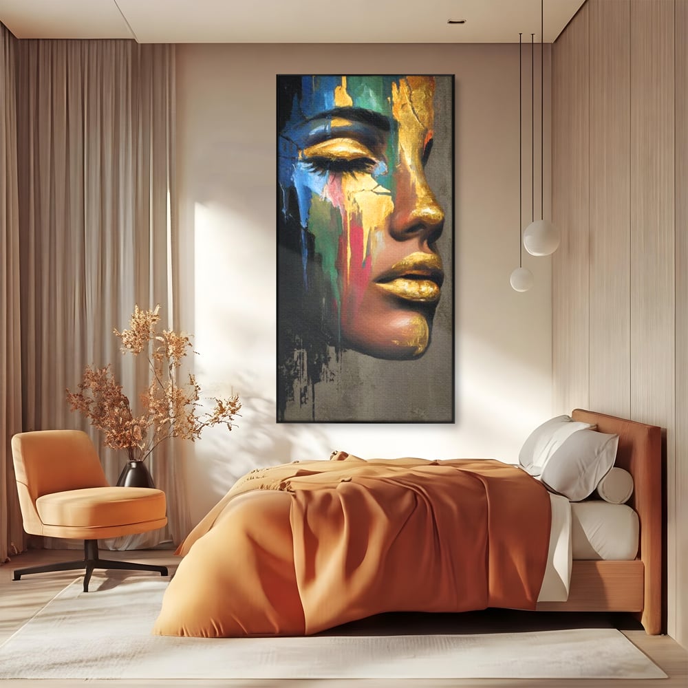 Tablou Canvas Premium, LuxCanva® G1239, Lumina din Tine, Vis, Aur, Chip, Reflexie, Suspin, Lumina, Lacrimi, Stralucire, Metamorfoza, Dualitate, Femeie, Timp, Fragilitate, Salon, Living, Dormitor