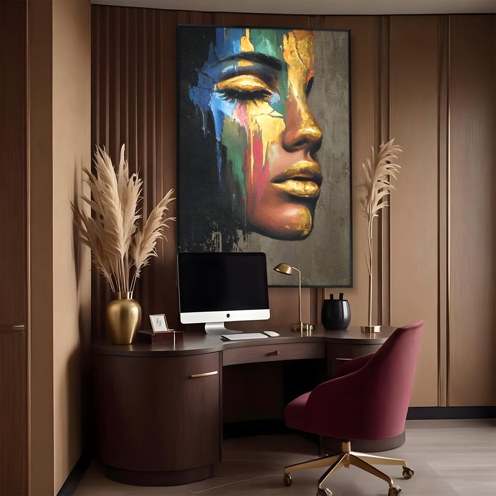 Tablou Canvas Premium, LuxCanva® G1239, Lumina din Tine, Vis, Aur, Chip, Reflexie, Suspin, Lumina, Lacrimi, Stralucire, Metamorfoza, Dualitate, Femeie, Timp, Fragilitate, Salon, Living, Dormitor