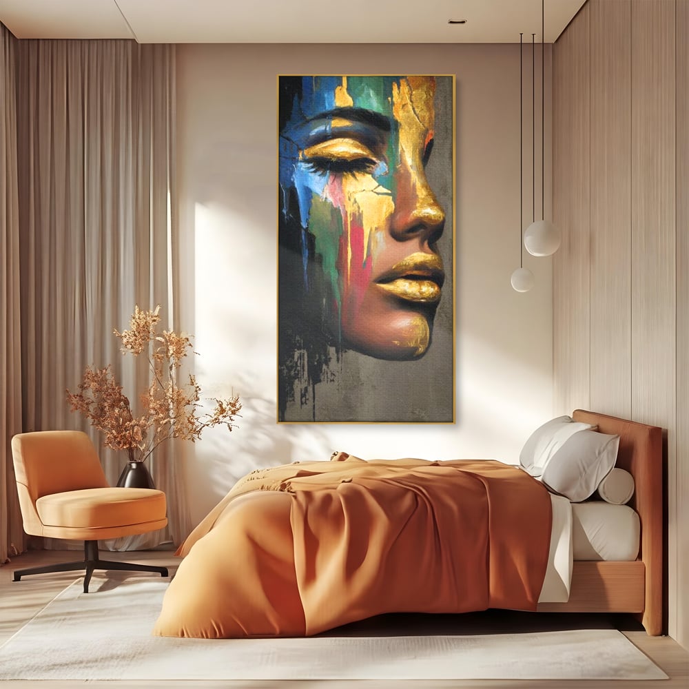 Tablou Canvas Premium, LuxCanva® G1239, Lumina din Tine, Vis, Aur, Chip, Reflexie, Suspin, Lumina, Lacrimi, Stralucire, Metamorfoza, Dualitate, Femeie, Timp, Fragilitate, Salon, Living, Dormitor