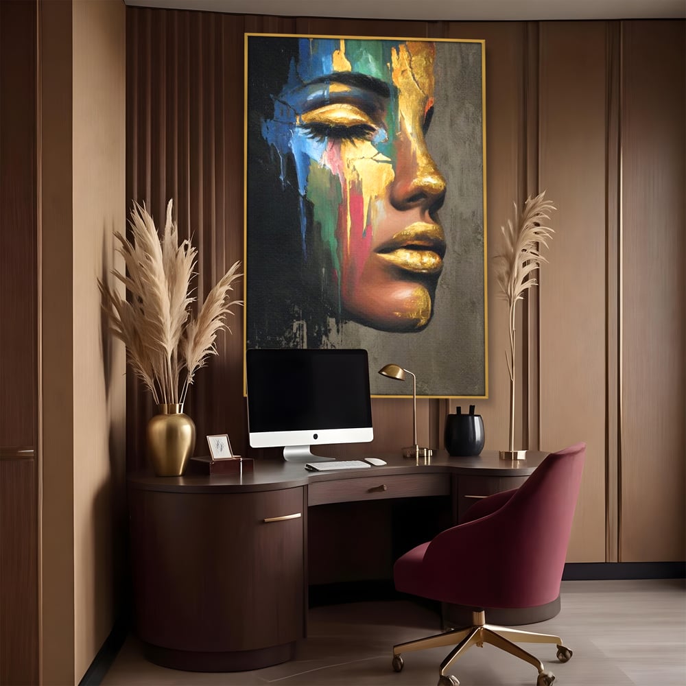 Tablou Canvas Premium, LuxCanva® G1239, Lumina din Tine, Vis, Aur, Chip, Reflexie, Suspin, Lumina, Lacrimi, Stralucire, Metamorfoza, Dualitate, Femeie, Timp, Fragilitate, Salon, Living, Dormitor