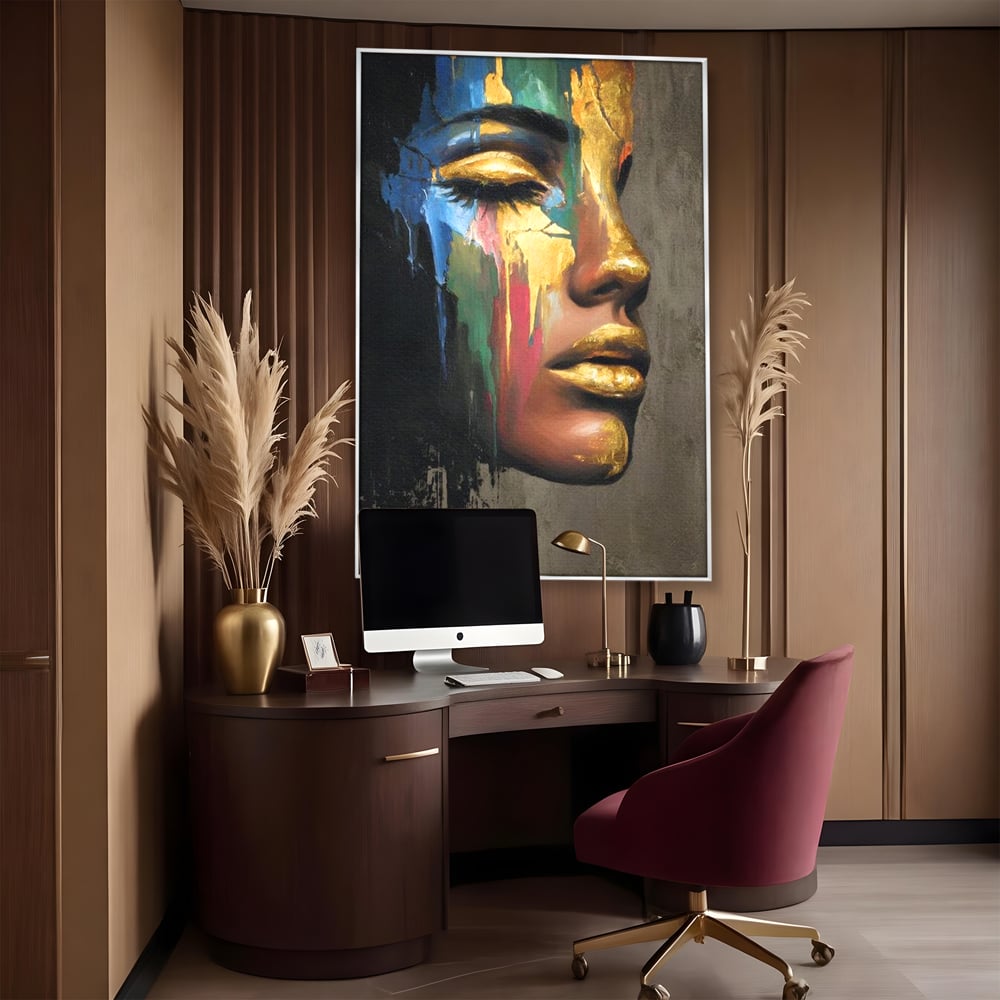 Tablou Canvas Premium, LuxCanva® G1239, Lumina din Tine, Vis, Aur, Chip, Reflexie, Suspin, Lumina, Lacrimi, Stralucire, Metamorfoza, Dualitate, Femeie, Timp, Fragilitate, Salon, Living, Dormitor