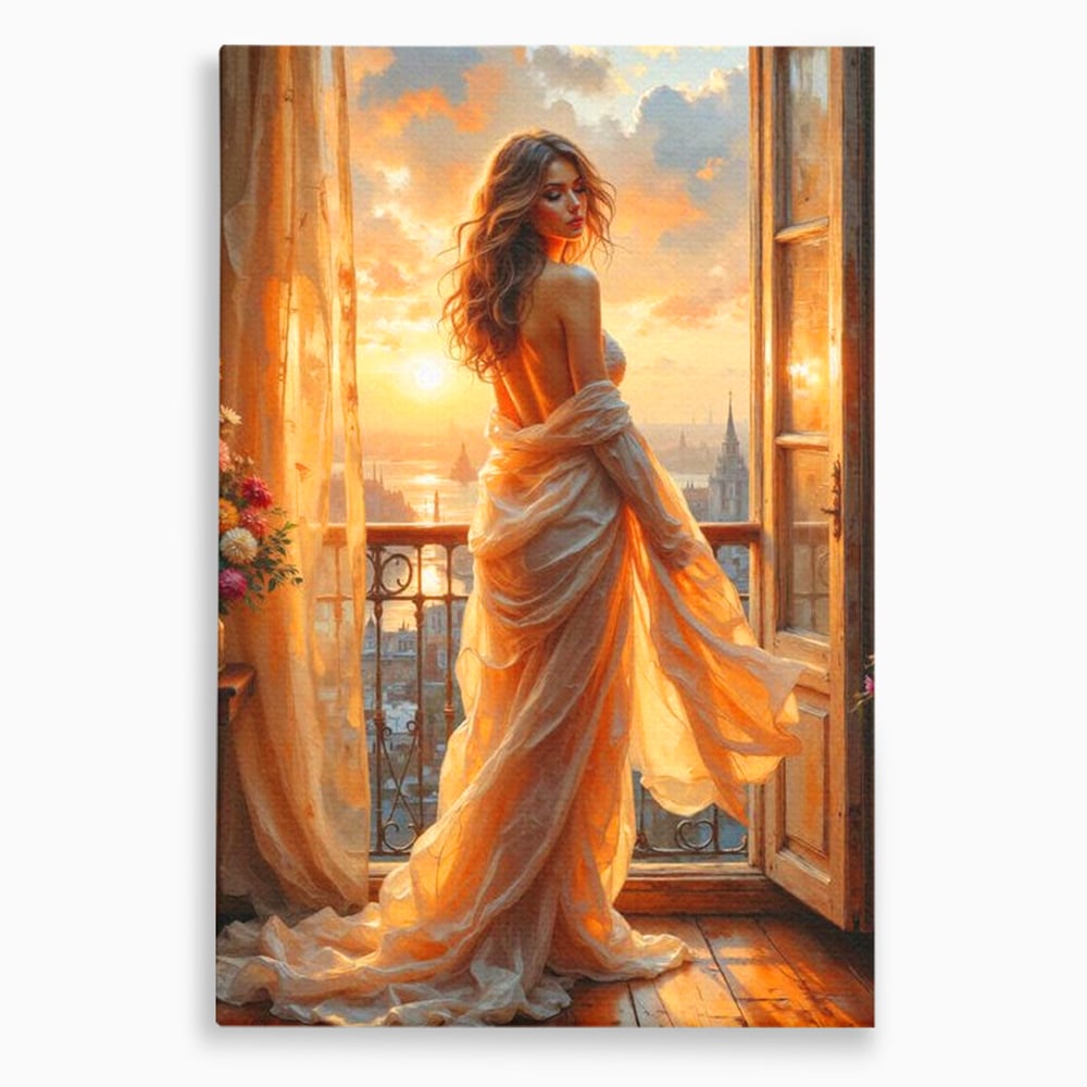 Tablou Canvas Premium, LuxCanva® G1240, Sclipiri de Dor,  Rasarit, Raza, Seara, Melancolie, Fragil, Frumusete, Vraja, Hipnotic, Diafan, Senzualitate, Emotie, Decoratiune, Zeita, Salon, Living, Dormitor