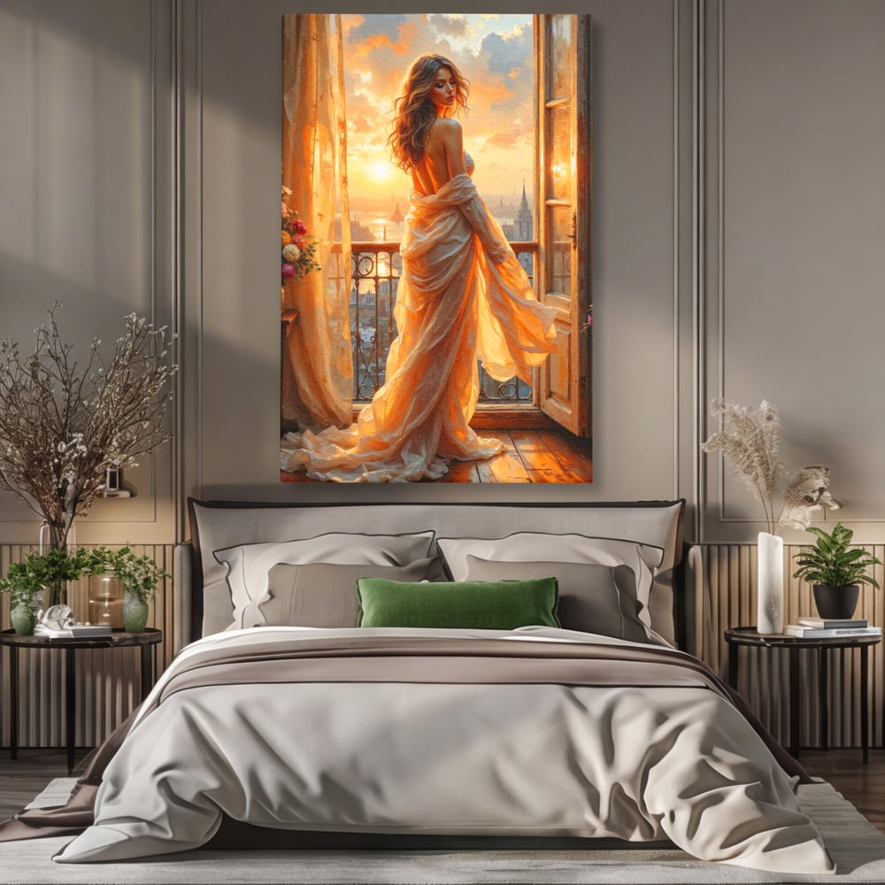 Tablou Canvas Premium, LuxCanva® G1240, Sclipiri de Dor,  Rasarit, Raza, Seara, Melancolie, Fragil, Frumusete, Vraja, Hipnotic, Diafan, Senzualitate, Emotie, Decoratiune, Zeita, Salon, Living, Dormitor
