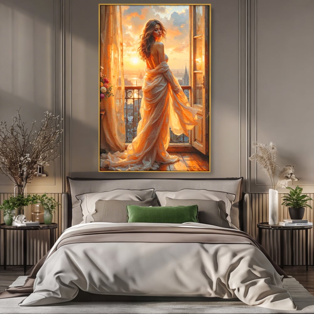 Tablou Canvas Premium, LuxCanva® G1240, Sclipiri de Dor,  Rasarit, Raza, Seara, Melancolie, Fragil, Frumusete, Vraja, Hipnotic, Diafan, Senzualitate, Emotie, Decoratiune, Zeita, Salon, Living, Dormitor