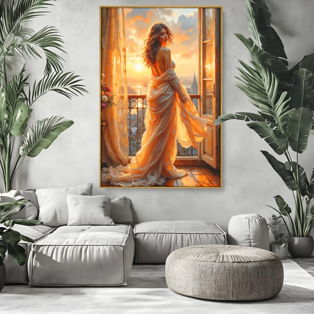 Tablou Canvas Premium, LuxCanva® G1240, Sclipiri de Dor,  Rasarit, Raza, Seara, Melancolie, Fragil, Frumusete, Vraja, Hipnotic, Diafan, Senzualitate, Emotie, Decoratiune, Zeita, Salon, Living, Dormitor