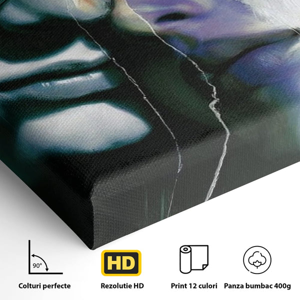 Tablou Canvas Premium, LuxCanva® G1242, Tacerea Dintre Noi, Cioburi, Rupt, Intreg, Iubire, El, Ea, Ochelari, Tacere, Atingeri, Dor, Unire, Fragilitate, Chipuri, Noi, Suflet, Cuplu, Salon, Living, Dormitor