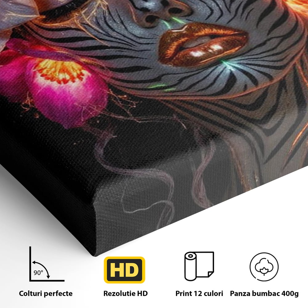 Tablou Canvas Premium, LuxCanva® G1243, Zebra Celesta, Cosmic, Flori, Foc, Nocturn, Spirit, Regina, Lumina, Electric, Metamorfoza, Vis, Flacara, Neon, Mistic, Energie, Tacere, Salon, Living, Dormitor