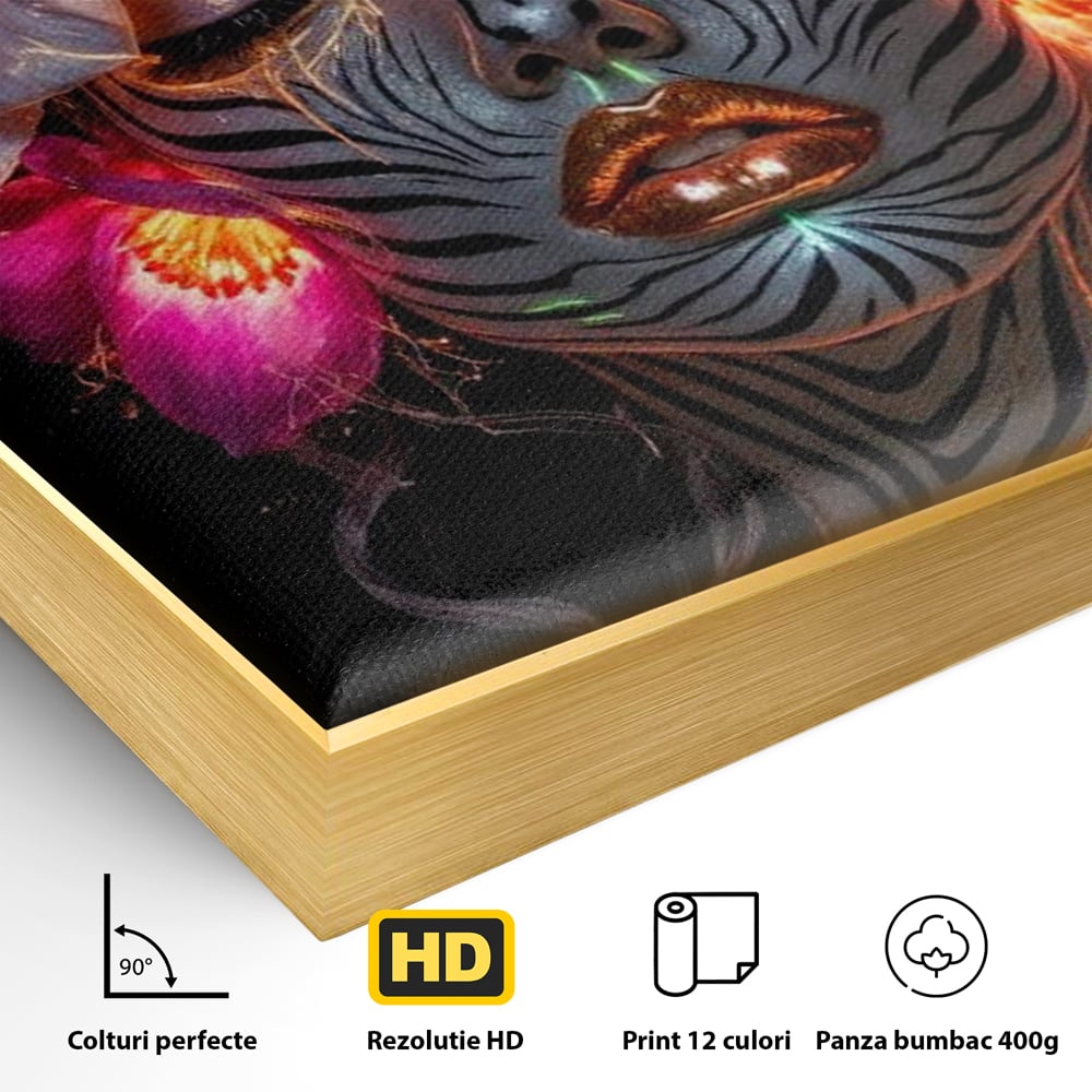 Tablou Canvas Premium, LuxCanva® G1243, Zebra Celesta, Cosmic, Flori, Foc, Nocturn, Spirit, Regina, Lumina, Electric, Metamorfoza, Vis, Flacara, Neon, Mistic, Energie, Tacere, Salon, Living, Dormitor
