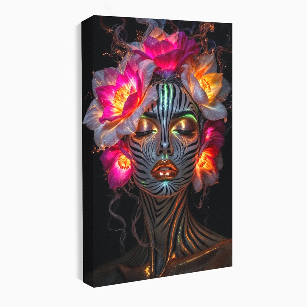 Tablou Canvas Premium, LuxCanva® G1243, Zebra Celesta, Cosmic, Flori, Foc, Nocturn, Spirit, Regina, Lumina, Electric, Metamorfoza, Vis, Flacara, Neon, Mistic, Energie, Tacere, Salon, Living, Dormitor