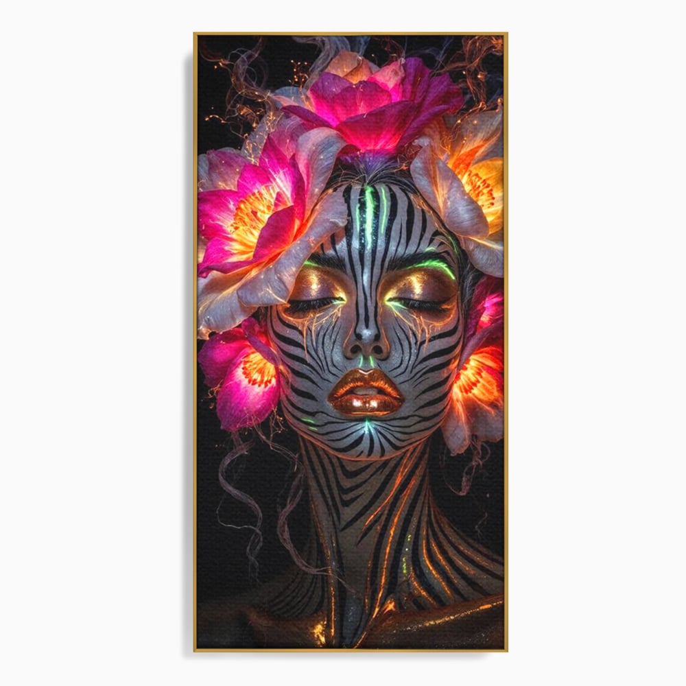 Tablou Canvas Premium, LuxCanva® G1243, Zebra Celesta, Cosmic, Flori, Foc, Nocturn, Spirit, Regina, Lumina, Electric, Metamorfoza, Vis, Flacara, Neon, Mistic, Energie, Tacere, Salon, Living, Dormitor