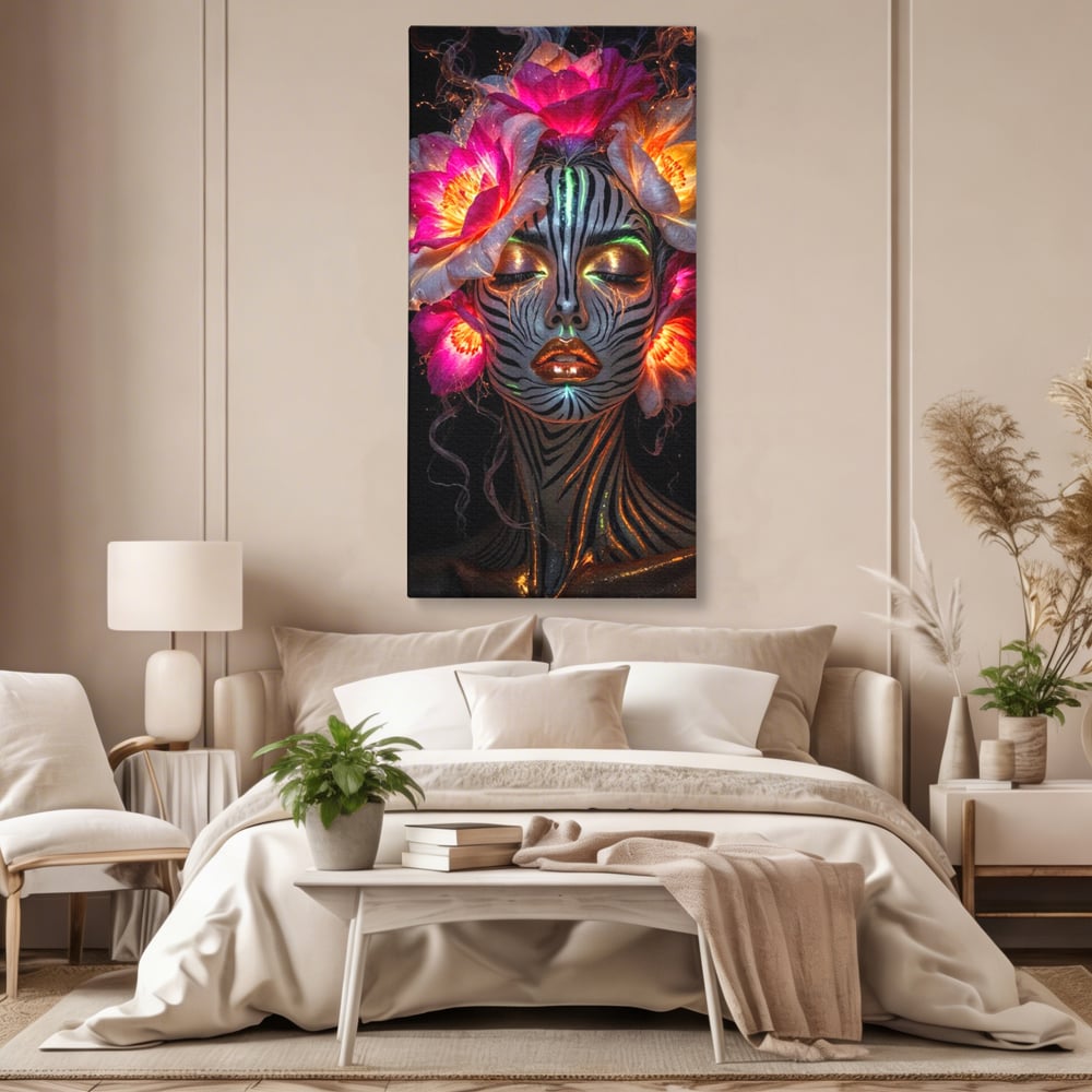Tablou Canvas Premium, LuxCanva® G1243, Zebra Celesta, Cosmic, Flori, Foc, Nocturn, Spirit, Regina, Lumina, Electric, Metamorfoza, Vis, Flacara, Neon, Mistic, Energie, Tacere, Salon, Living, Dormitor