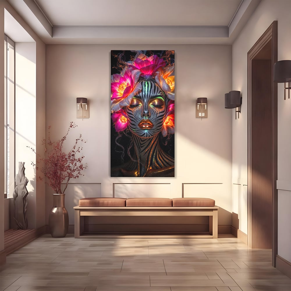 Tablou Canvas Premium, LuxCanva® G1243, Zebra Celesta, Cosmic, Flori, Foc, Nocturn, Spirit, Regina, Lumina, Electric, Metamorfoza, Vis, Flacara, Neon, Mistic, Energie, Tacere, Salon, Living, Dormitor